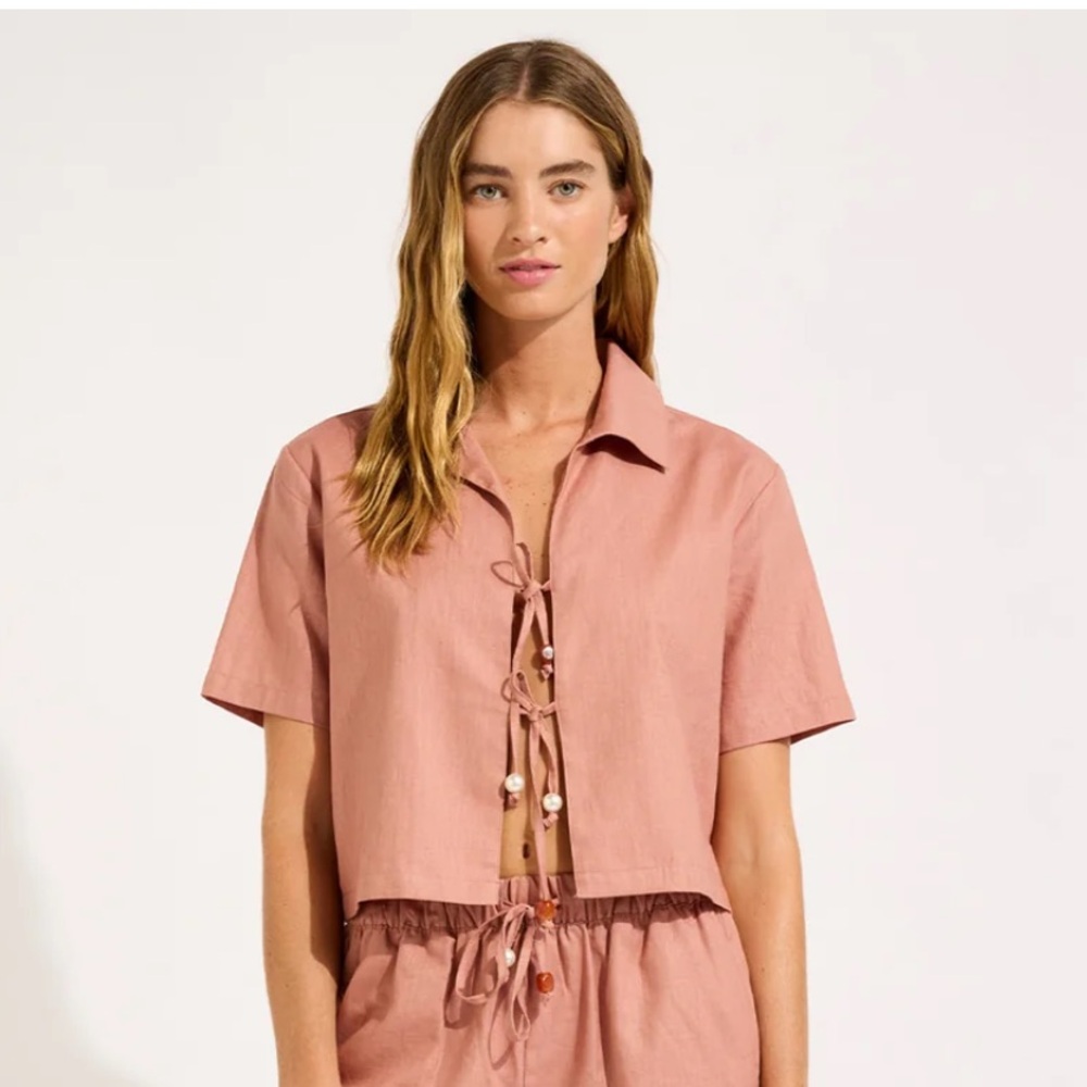 Seafolly Pink Tie-Front Top and pant set